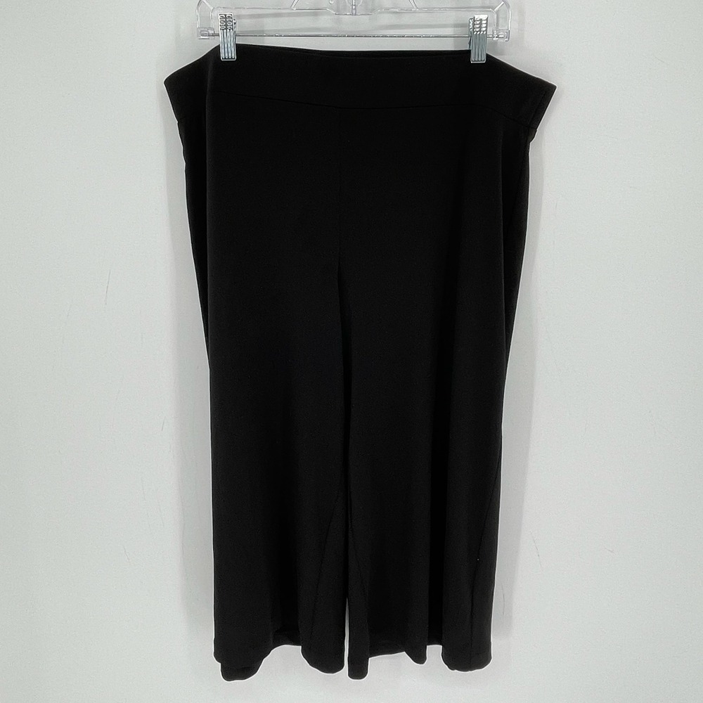 Christopher & Banks Women's Black Stretch Pull On Wide Leg Gaucho Pants Size XL